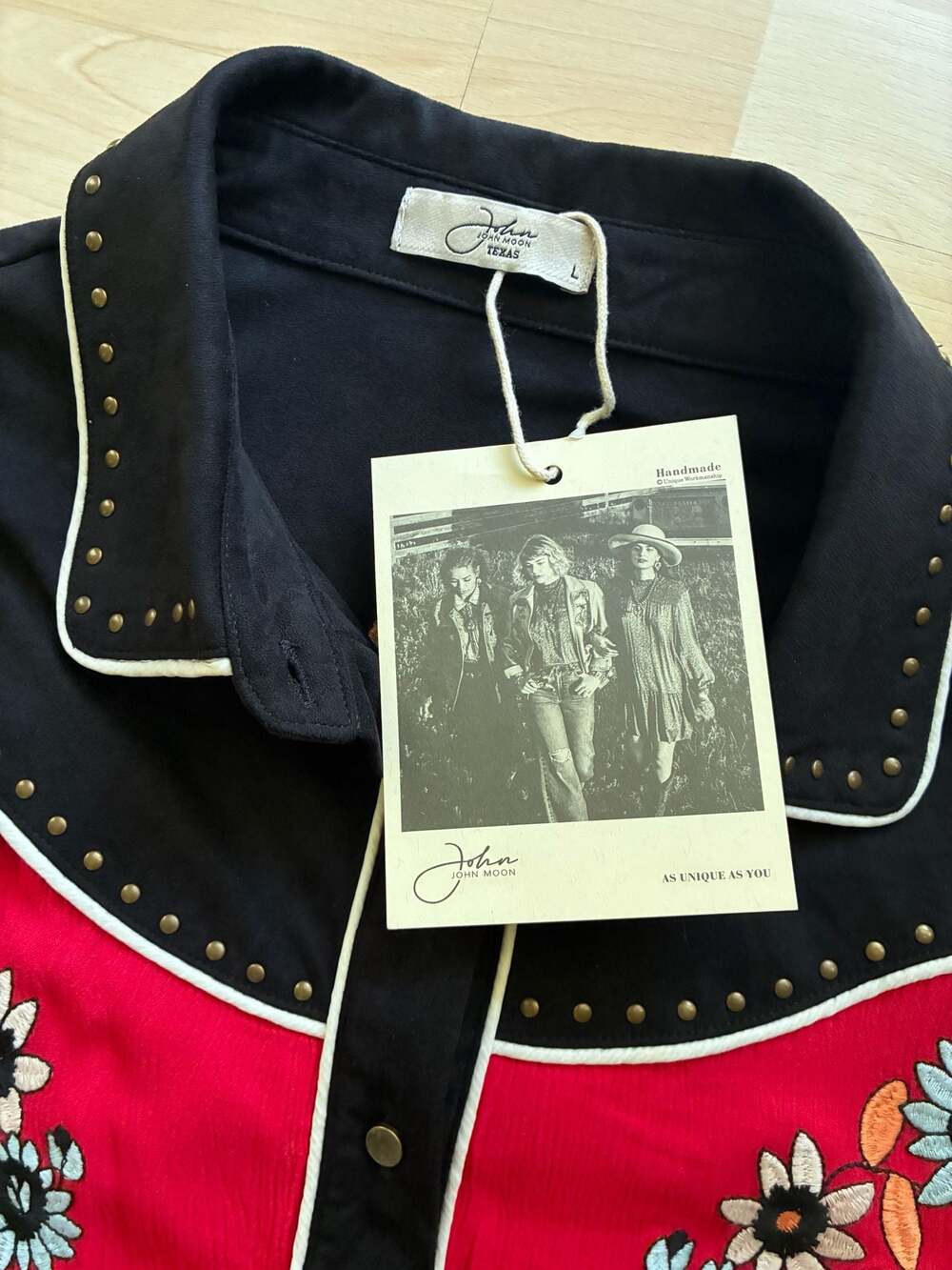 NWT John Moon Texas Women's Embroidered Fringe Western Shirt Size L - Picture 2 of 7
